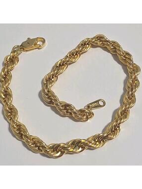Vintage 24K GP Twist Braided  Bracelet Gold Plated 7.5”